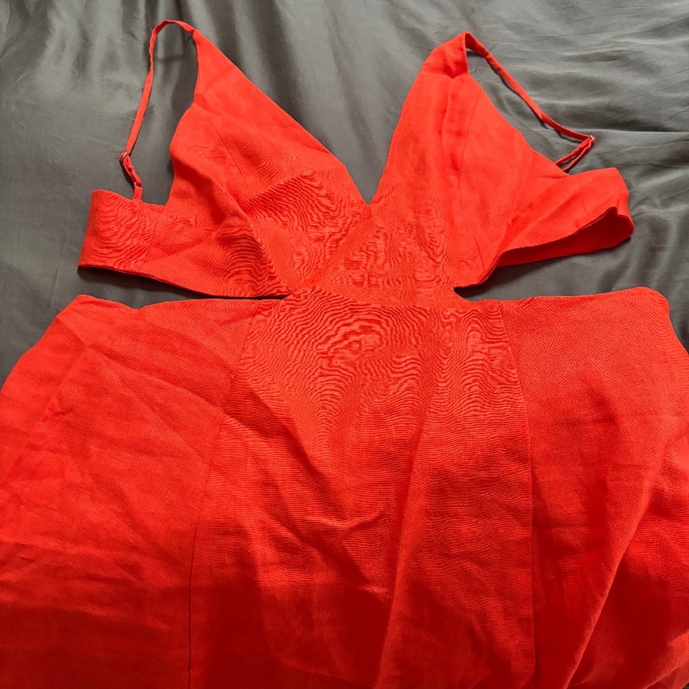 Reformation Samara Linen Dress Orange - Size 10